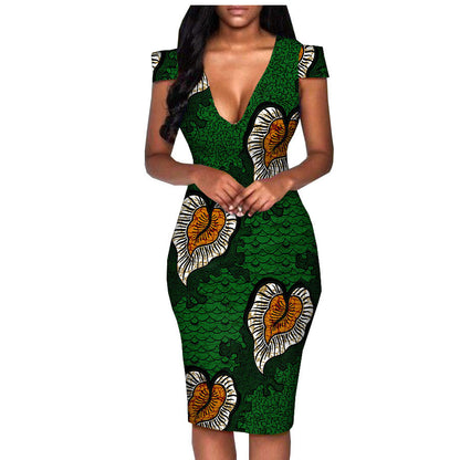 African ethnic printed batik fashion dress