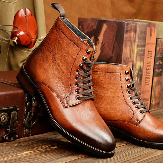 Retro Hand-brushed Martin Boots Toe Layer