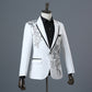 Crystal Flowers Stage Suit Jacket - Wedding Suit Jacket