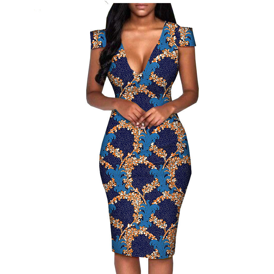 African ethnic printed batik fashion dress