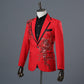 Crystal Flowers Stage Suit Jacket - Wedding Suit Jacket