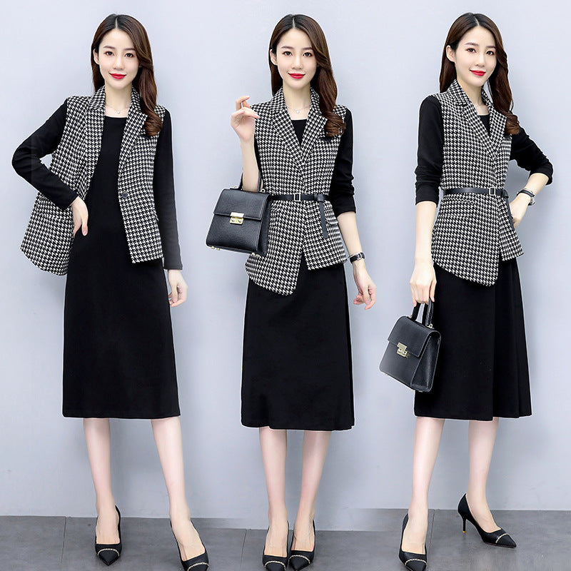 Vest Suit Dress Long Sleeved Two-Piece