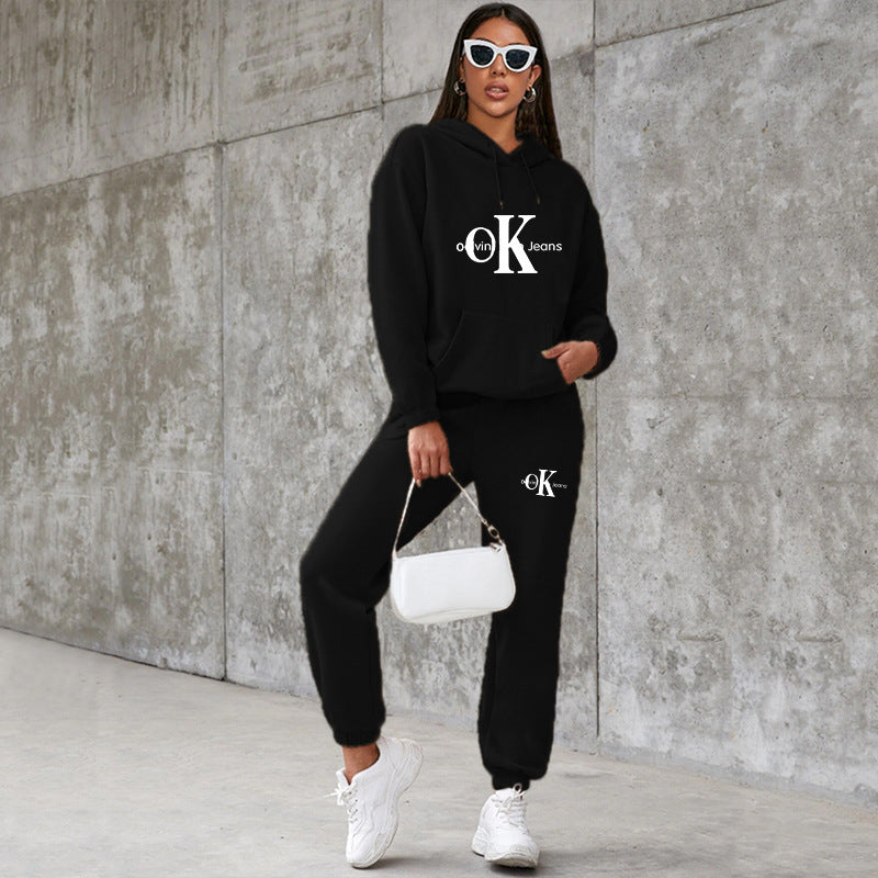 Letter Print Tracksuit Jogger Set