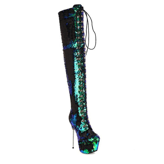 Super High Heels Stiletto Over-the-knee Sequined Boots