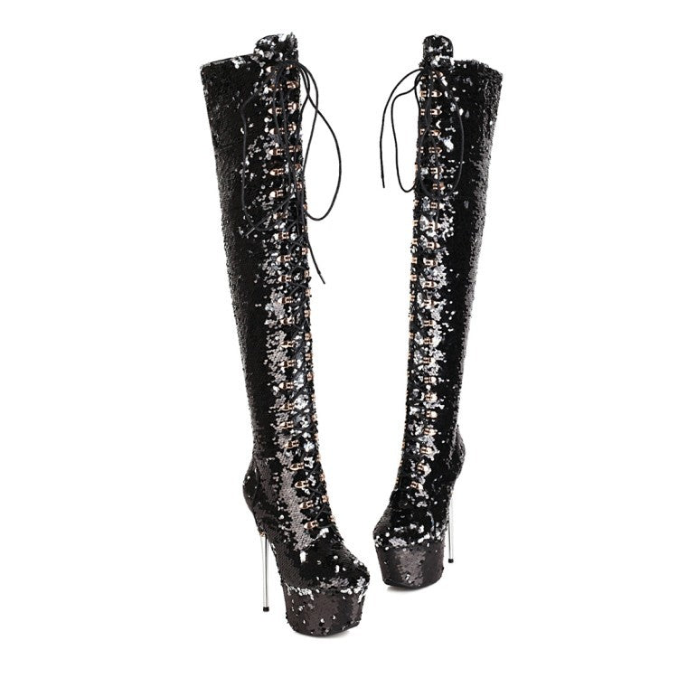 Super High Heels Stiletto Over-the-knee Sequined Boots