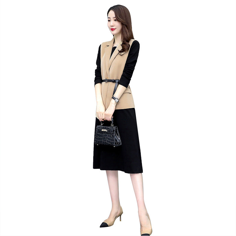 Vest Suit Dress Long Sleeved Two-Piece