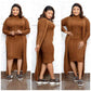 Knitted Dress Long Coat Two Piece Suit