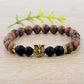 Owl Frosted Stone Lifeline Wood Grain Bracelet