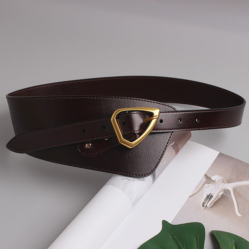 Belt With Oblique Buckle Decoration Waist Seal