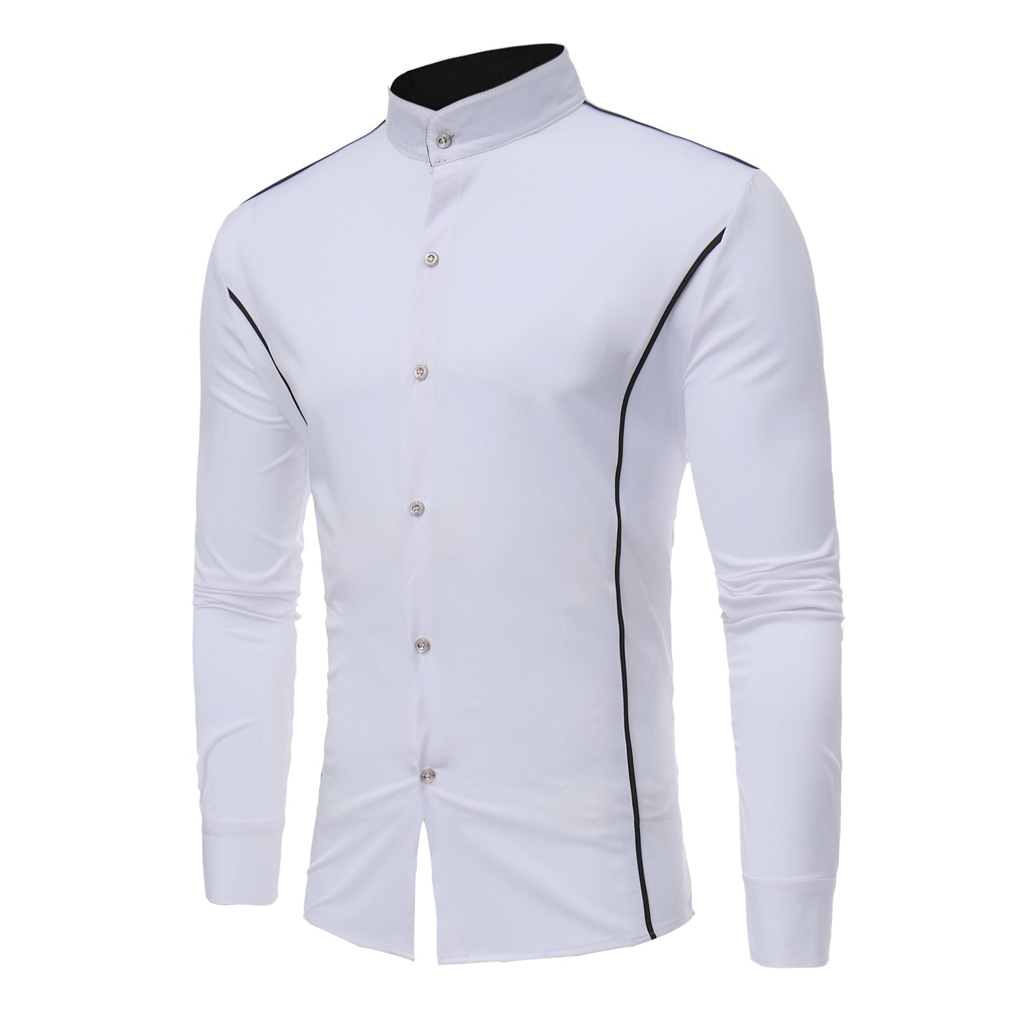 Decorative Stand Collar Long Sleeve Shirt