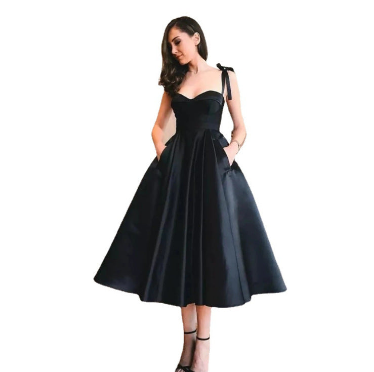 Sling Mid-length Banquet Party Dress