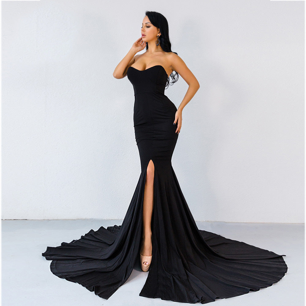 Off-the-shoulder elegant dress mopping dress