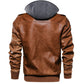 Men Hooded Leather Jacket