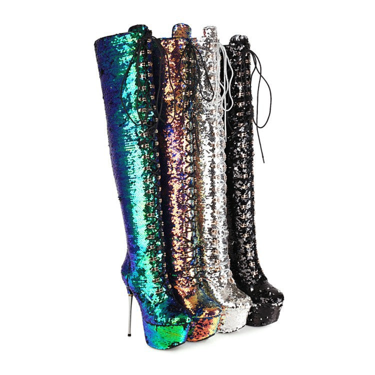 Super High Heels Stiletto Over-the-knee Sequined Boots