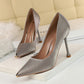 Metallic satin stiletto heels