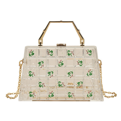 Square Printed Check Drop-Resistant Handbag