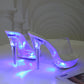 Glass Heel Luminous Women Slippers