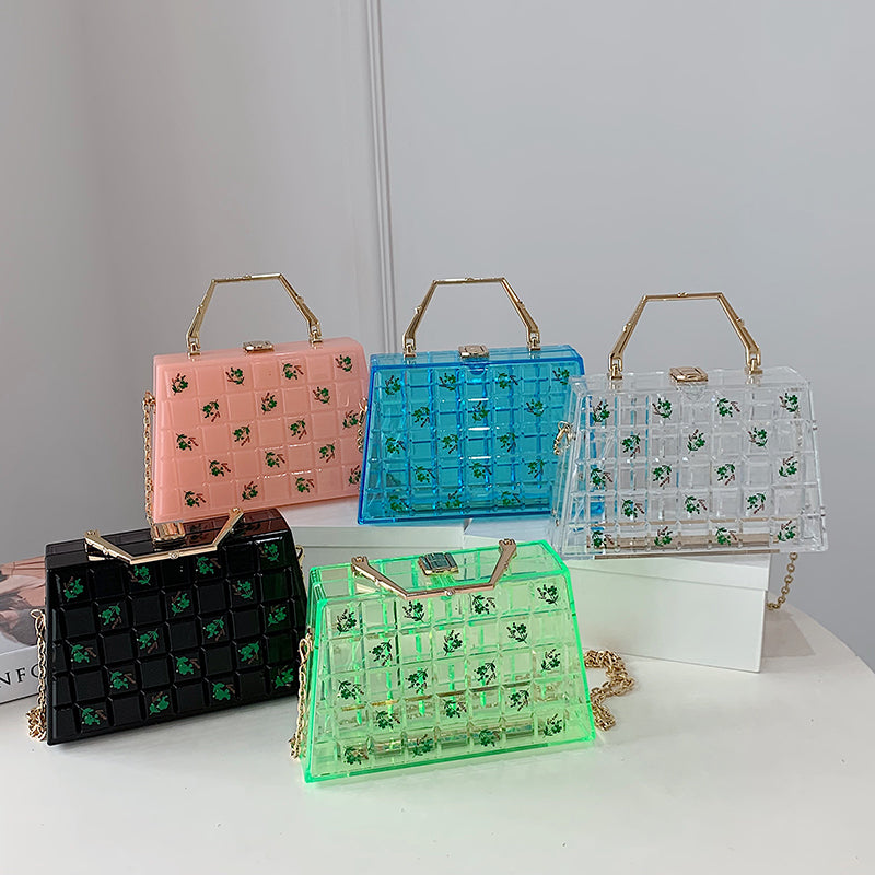 Square Printed Check Drop-Resistant Handbag