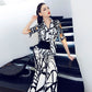 Printed One-piece Temperament Fried Street Jumpsuit Short-sleeved Wide-leg Pants