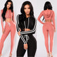 Women Two Piece Crop Top Hoodies Sweatshirt Pants Sets