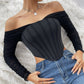 Mesh Pleated Corset Diamond Two-piece Pile Sleeve Top