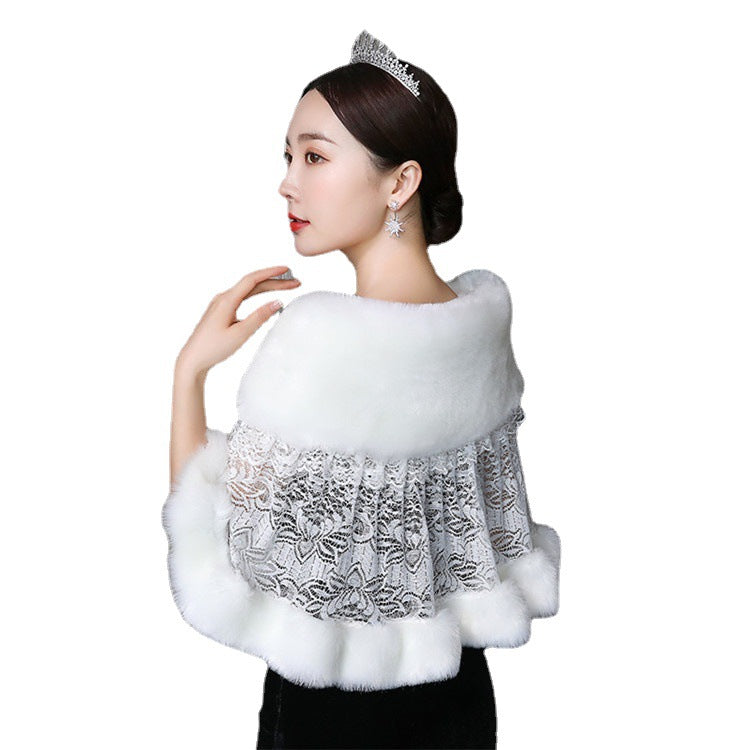 Bridal Shawl Warm Padded Dress Jacket Fur