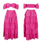 Women's Tube Top Ruffle Skirt Two Piece Set