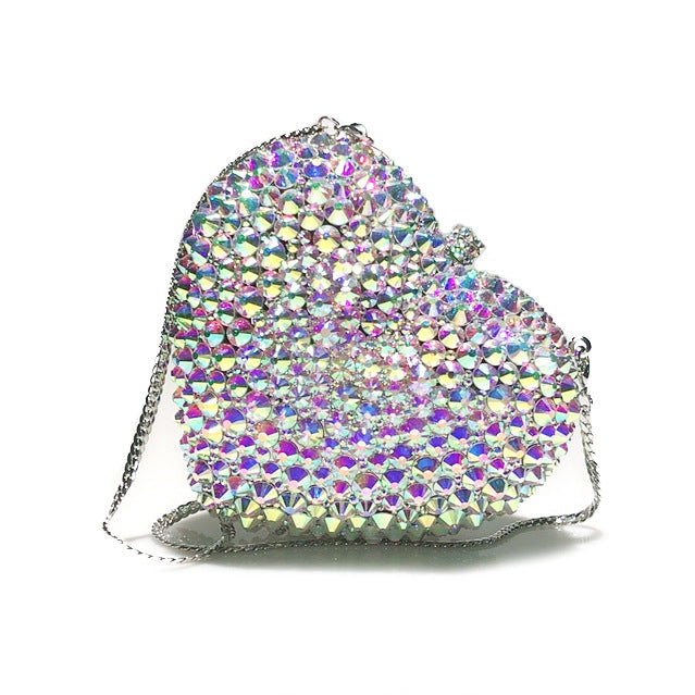 Love Shaped Full Diamond Bag Crystal Clutch