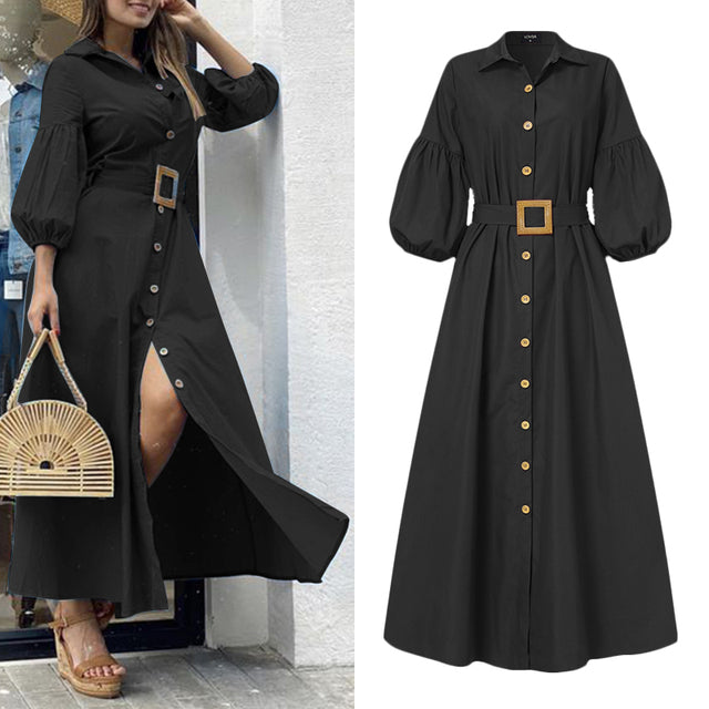 Elegant Ladies Dress-Ladys Puff Sleeve