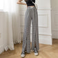 Summer High Waist Slit Flared Pants Slimming Plaid