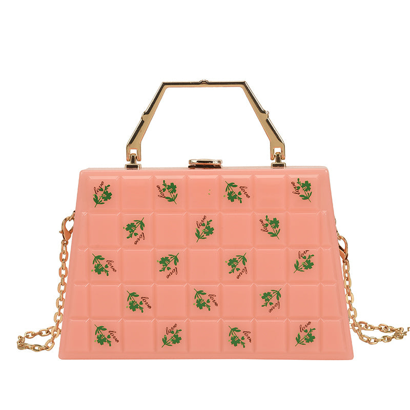 Square Printed Check Drop-Resistant Handbag