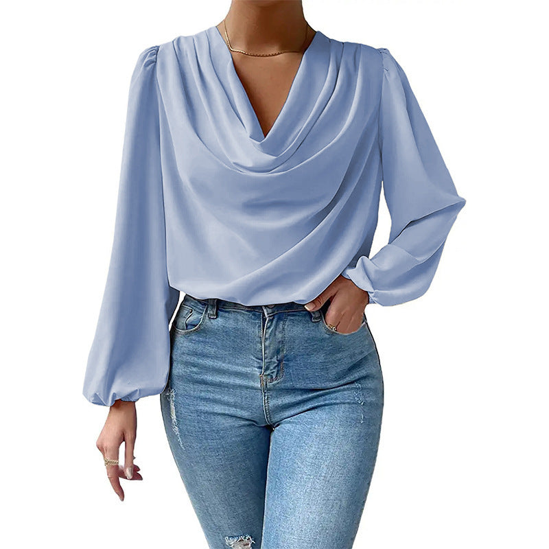 Chiffon Long-sleeved Loose V-neck Top