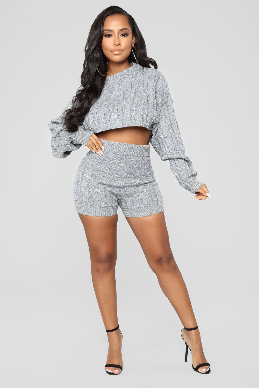 2 Piece Set Women Crop Tops- Bodycon