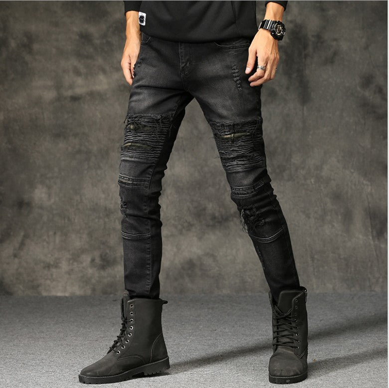 Ripped Jeans Slim Fit Versatile Elastic Slimming Skinny Pants