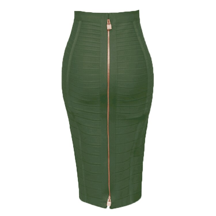 Solid color zipper bandage skirt