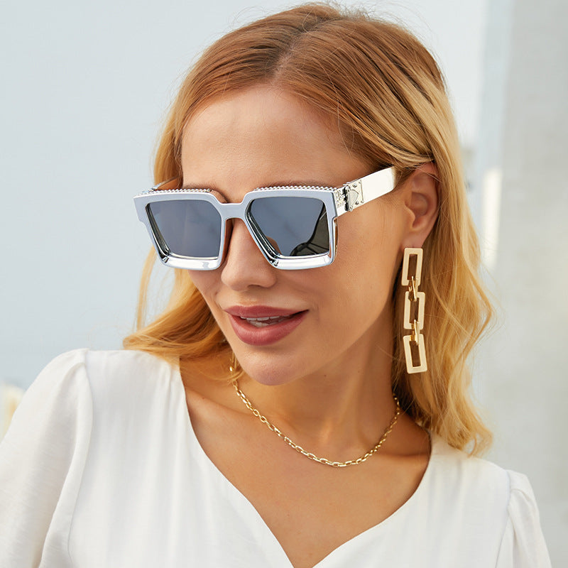 Diamond-studded Big Square Sunglasses