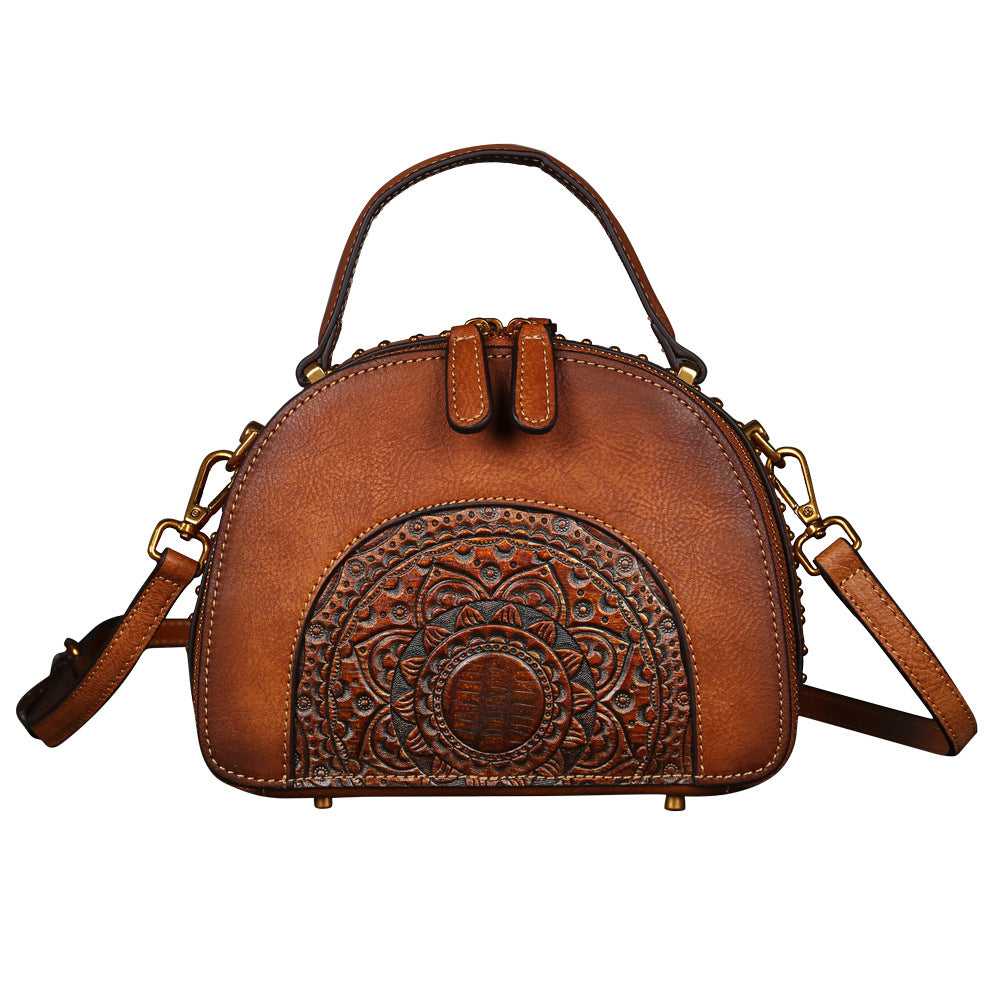 Vintage leather handbag suede cowhide