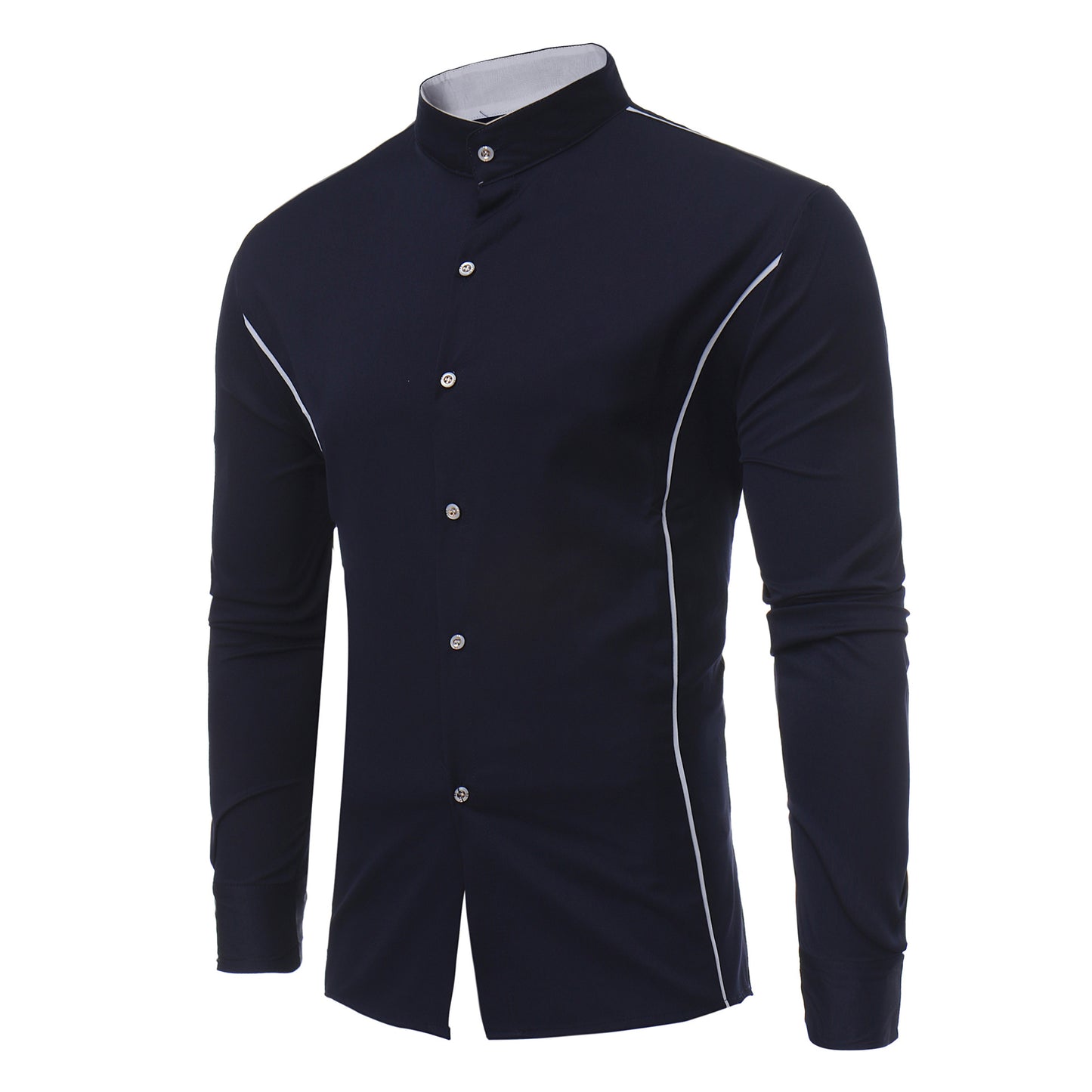 Decorative Stand Collar Long Sleeve Shirt