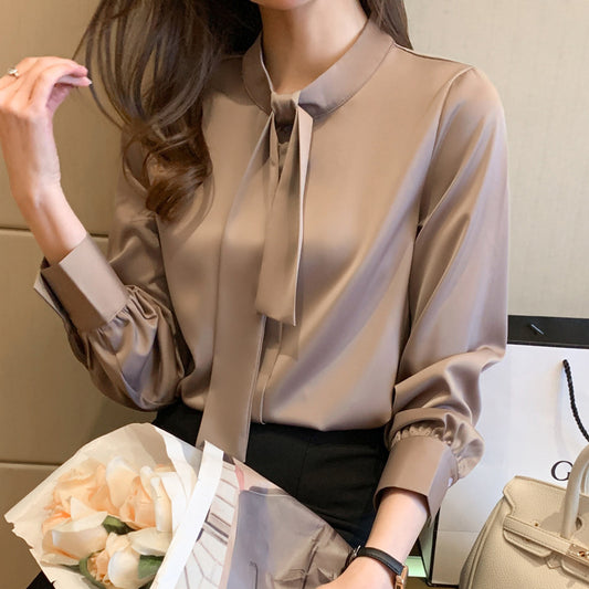 Silk Solid Color Ribbon Top