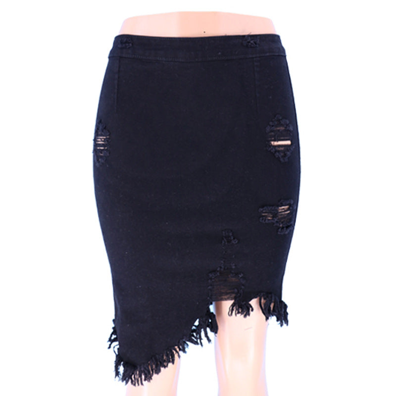 Ripped Bag Skirt Women Denim