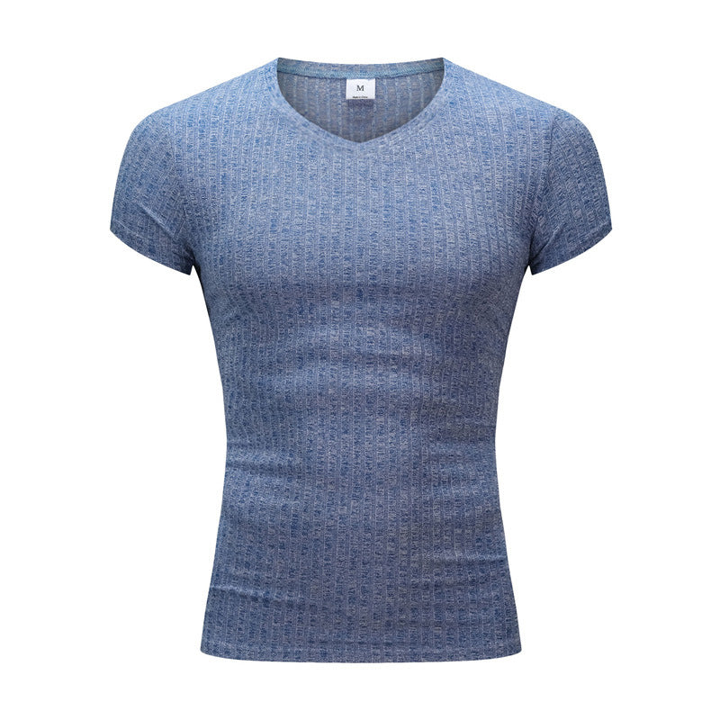 V-Neck Leisure Knit Breathable T-Shirt