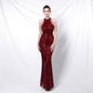 Strapped Sequin Evening Dress