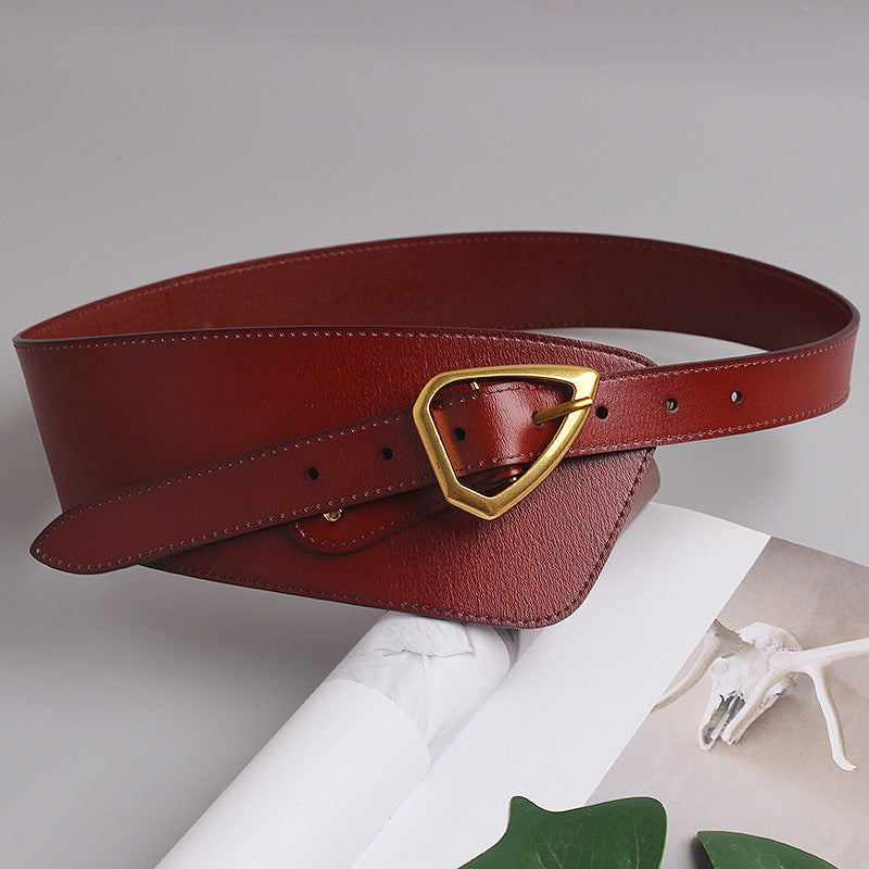 Belt With Oblique Buckle Decoration Waist Seal