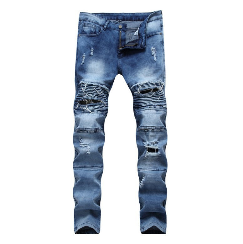 Ripped Jeans Slim Fit Versatile Elastic Slimming Skinny Pants