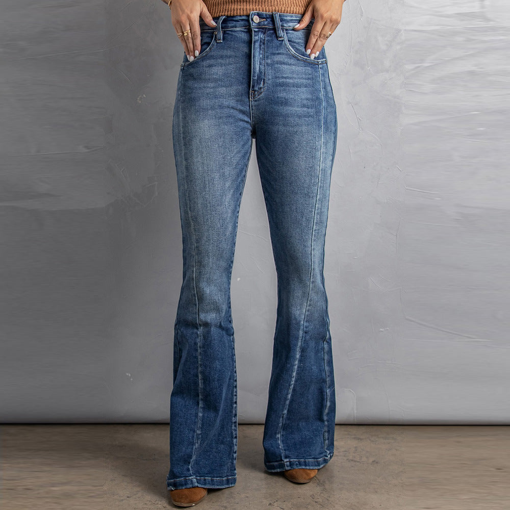 Slim-fit Washed Wide-leg Jeans