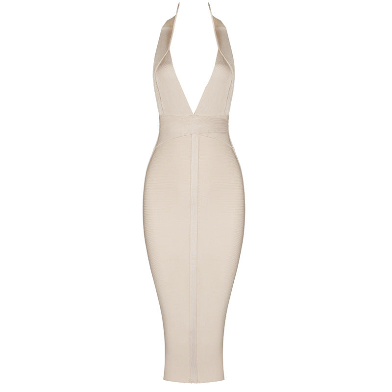 Deep V-neck Bandage dress