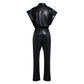 Tight waist leather Jumpsuit