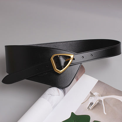 Belt With Oblique Buckle Decoration Waist Seal