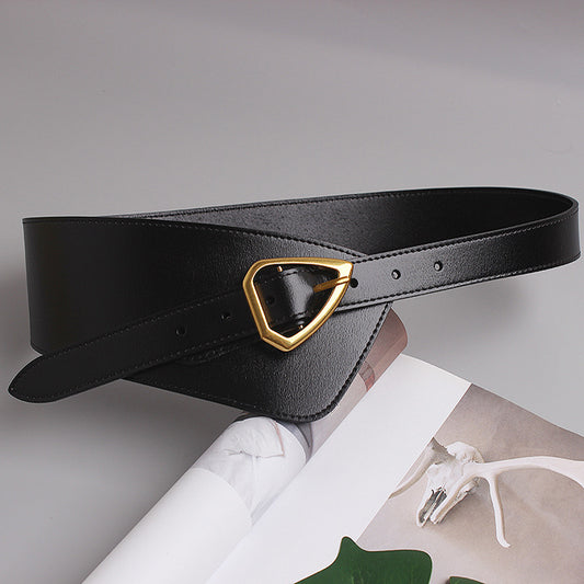 Belt With Oblique Buckle Decoration Waist Seal