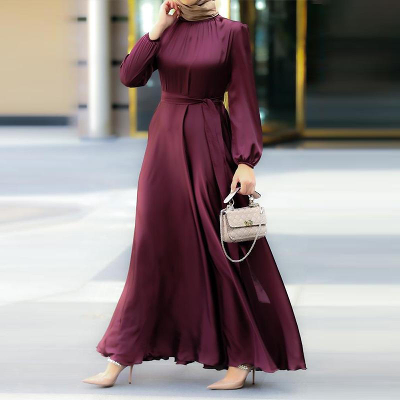 Round Neck Long Sleeve Tie Loose Dress